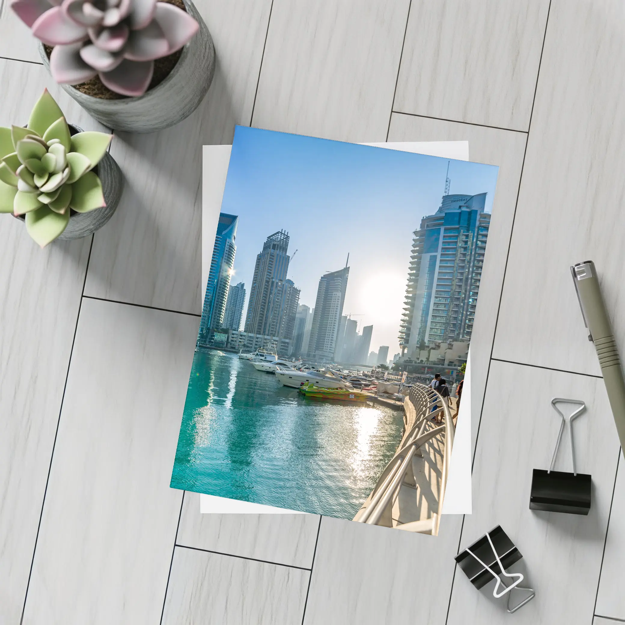 Dubai Marina Skyline Waterfront Sunny Day – Postcards
