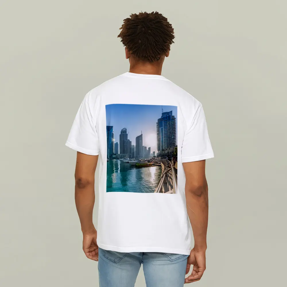 Dubai Marina Skyline Waterfront Sunny Day – T-Shirts