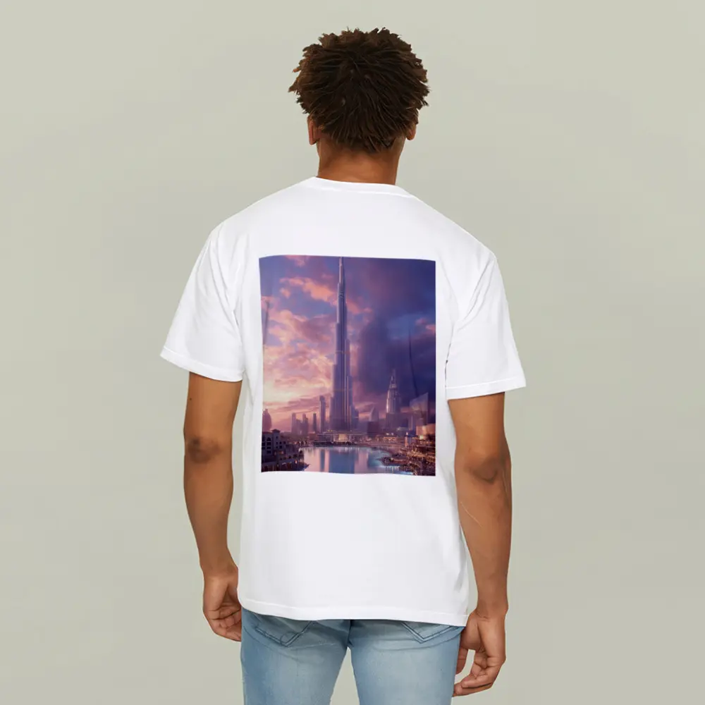 Burj Khalifa Dubai Skyline Purple Sunset – T-Shirts
