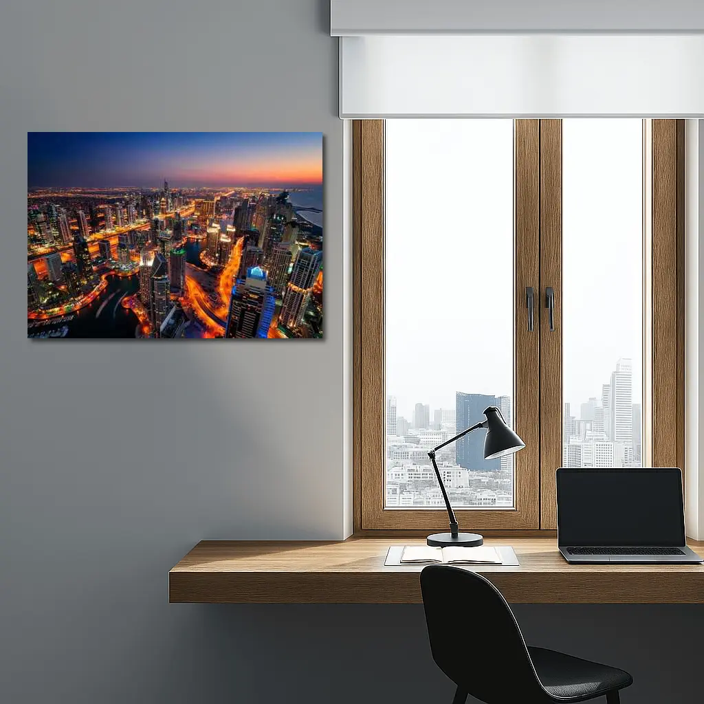 Dubai Marina Skyline Aerial Night View – Wall Art