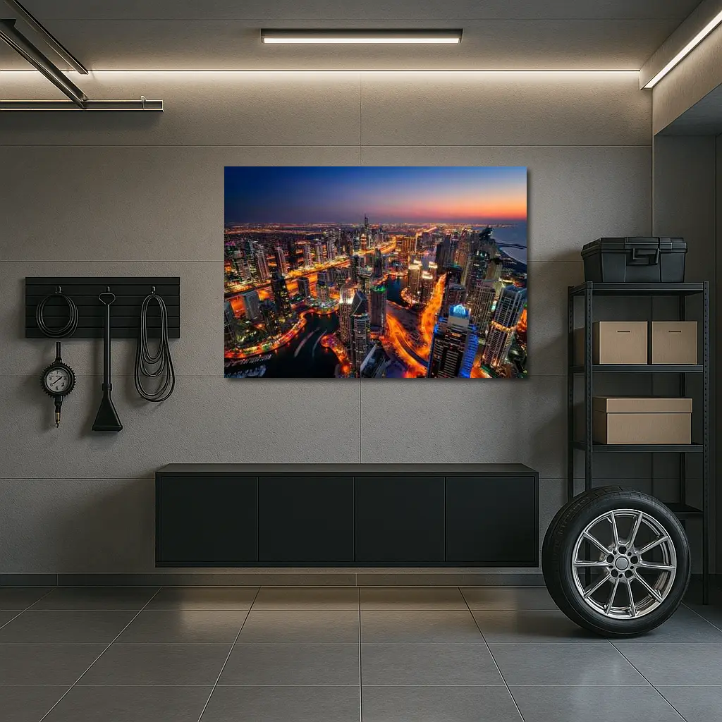 Dubai Marina Skyline Aerial Night View – Wall Art