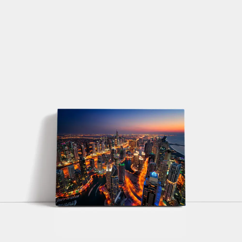 Dubai Marina Skyline Aerial Night View – Wall Art