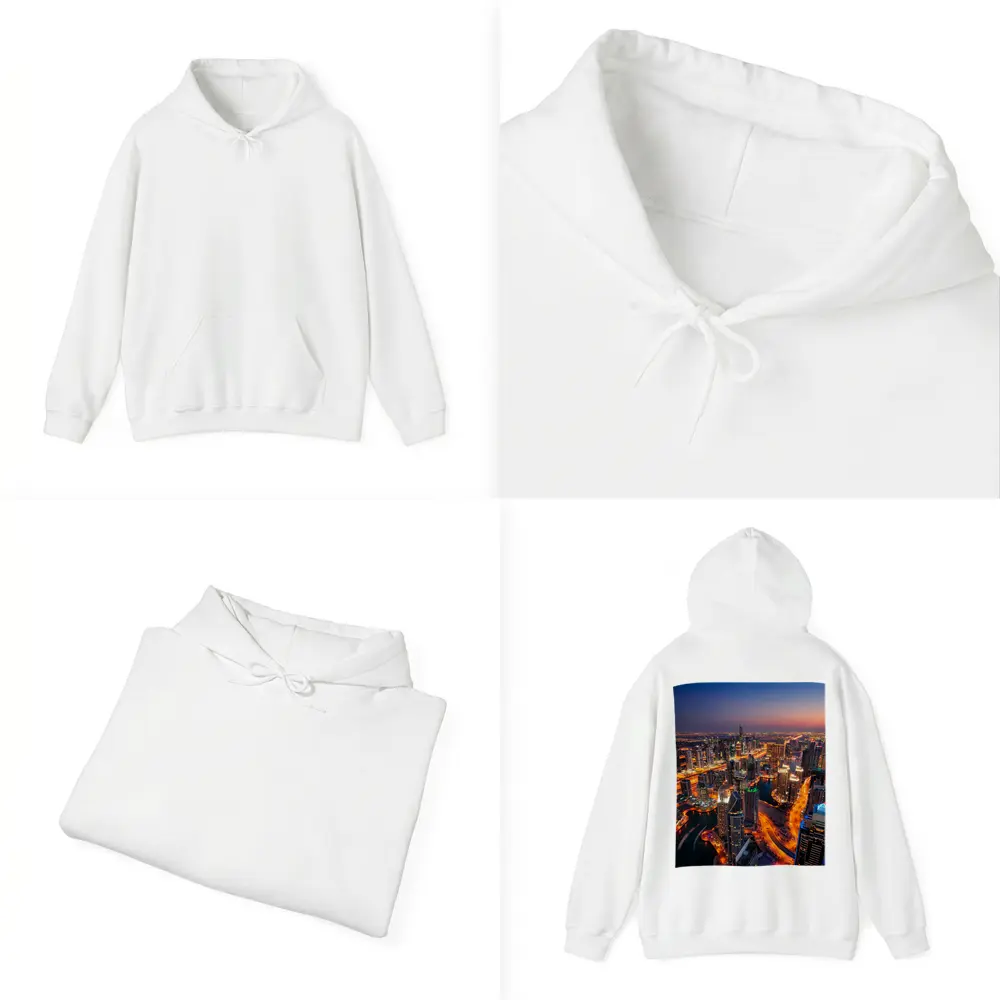 Dubai Marina Skyline Aerial Night View – Hoodies