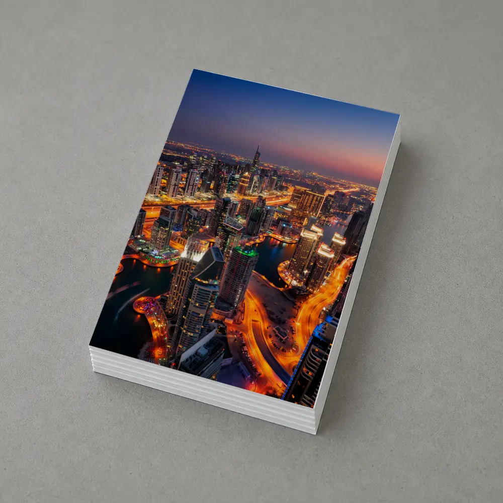 Dubai Marina Skyline Aerial Night View – Postcards