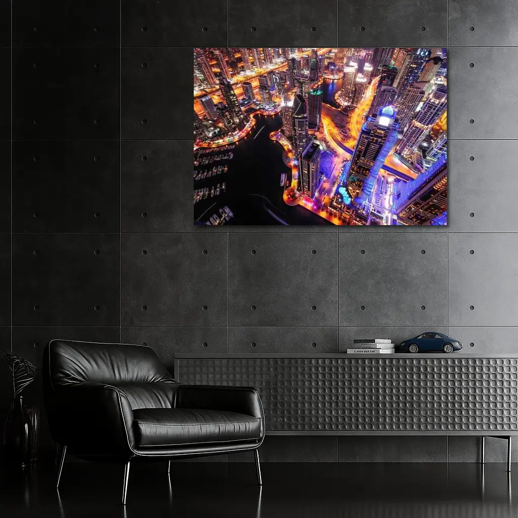 Dubai Marina Skyline Aerial Night View – Wall Art
