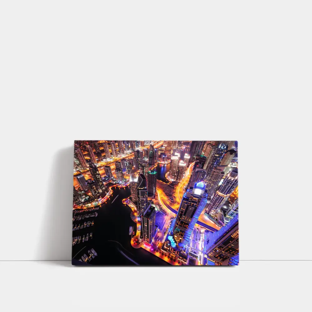 Dubai Marina Skyline Aerial Night View – Wall Art