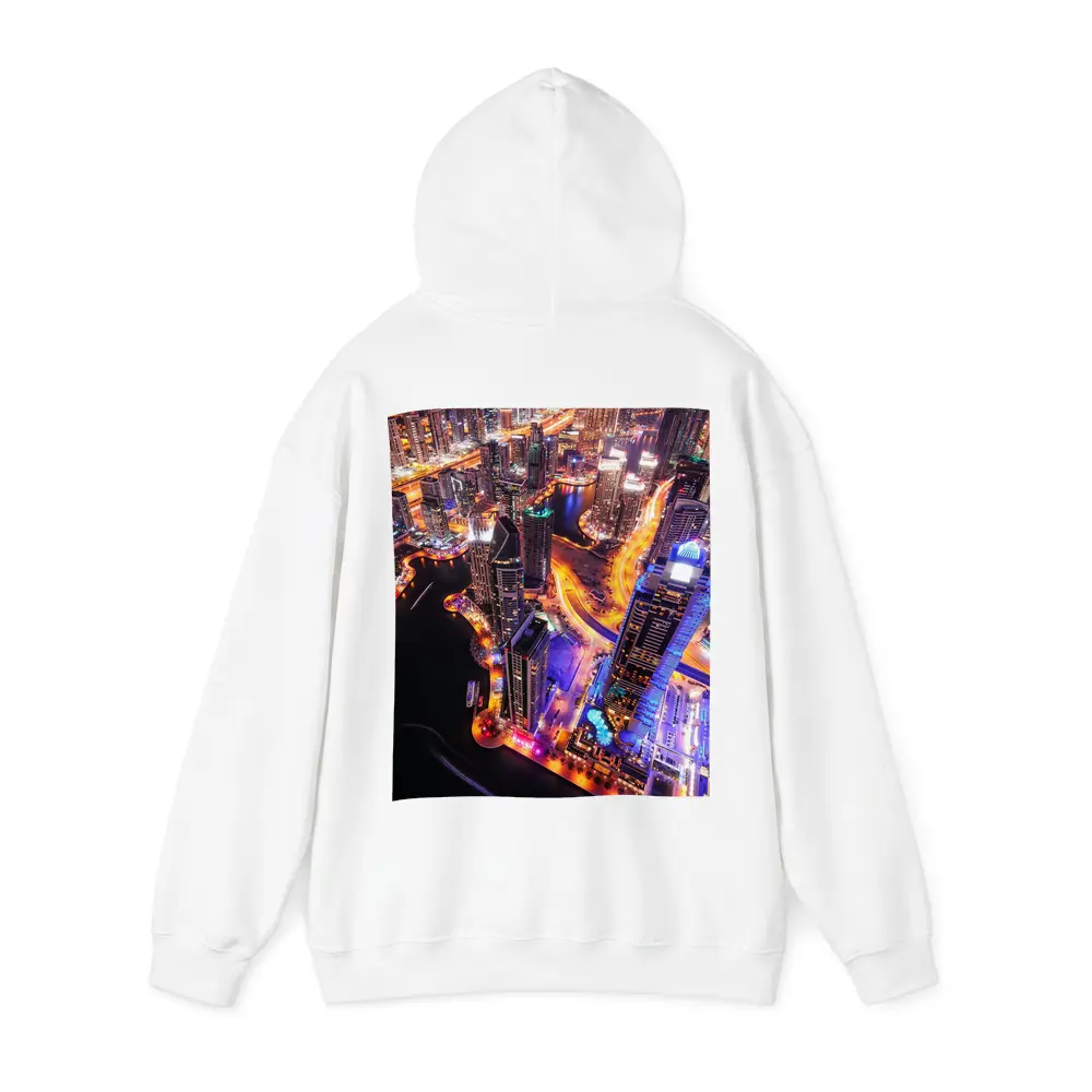 Dubai Marina Skyline Aerial Night View – Hoodies