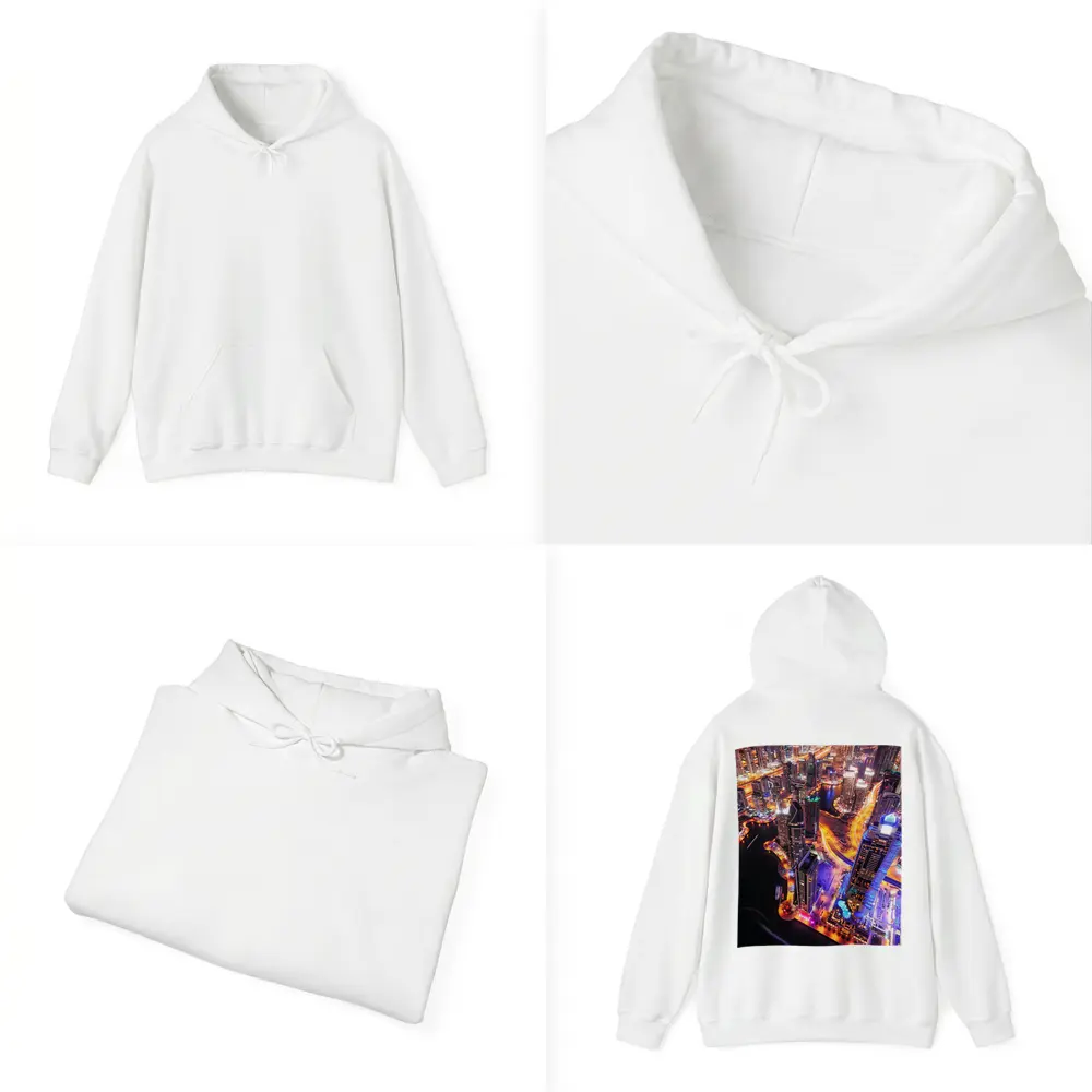 Dubai Marina Skyline Aerial Night View – Hoodies