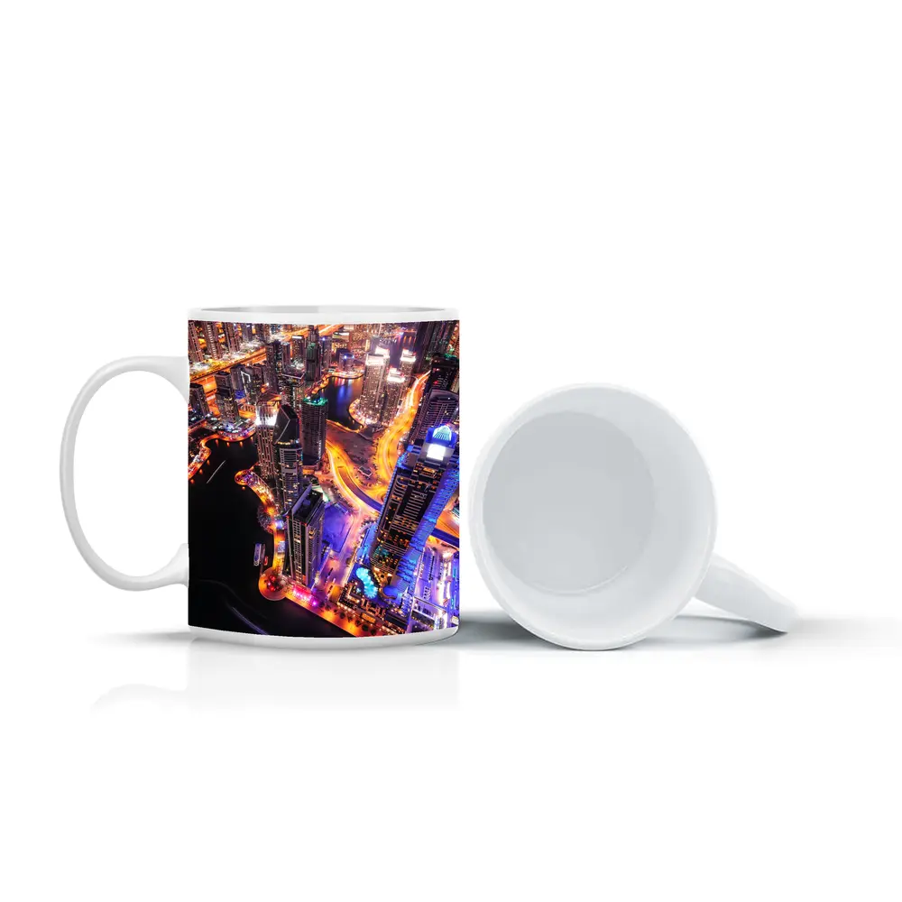 Dubai Marina Skyline Aerial Night View – Mugs