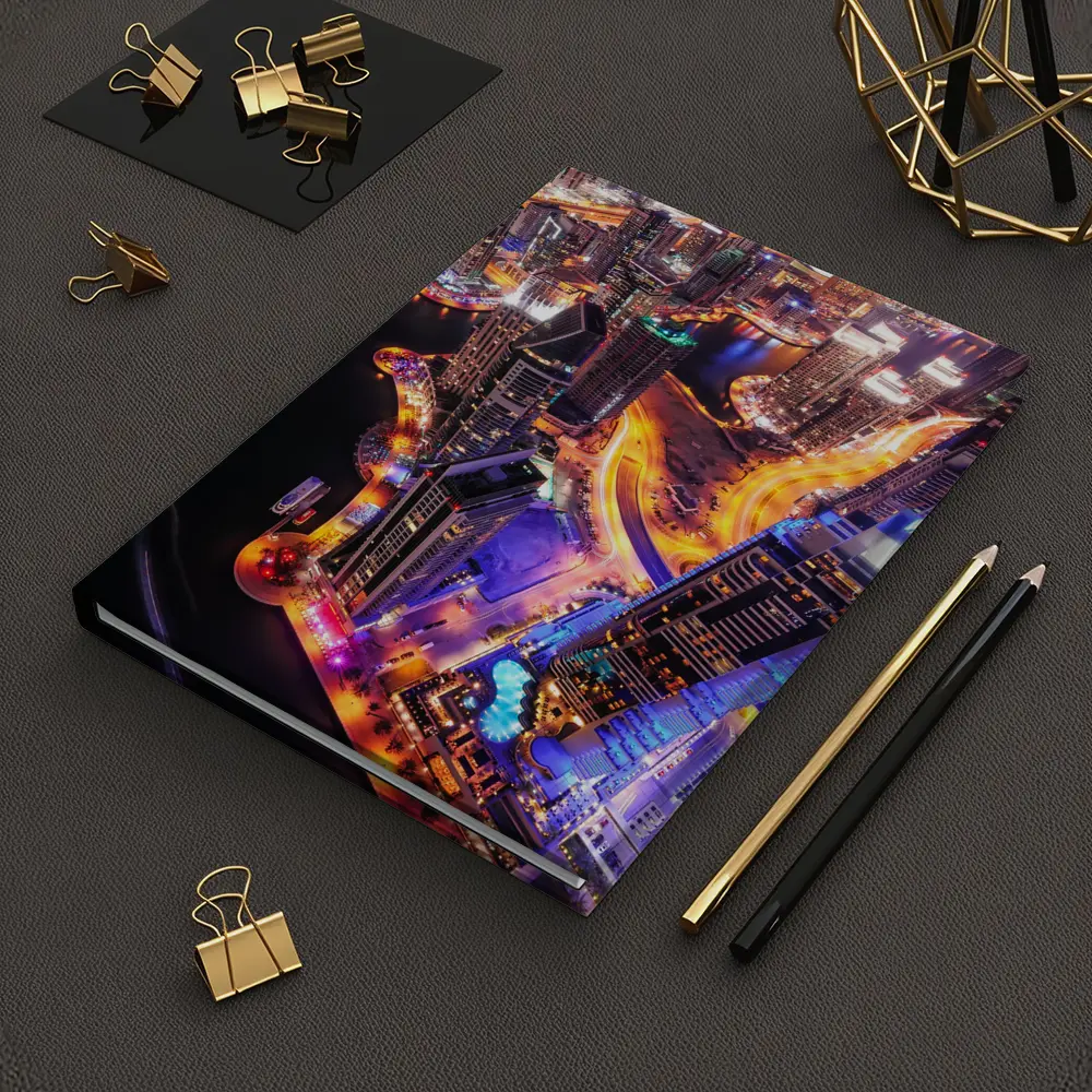 Dubai Marina Skyline Aerial Night View – Notebooks
