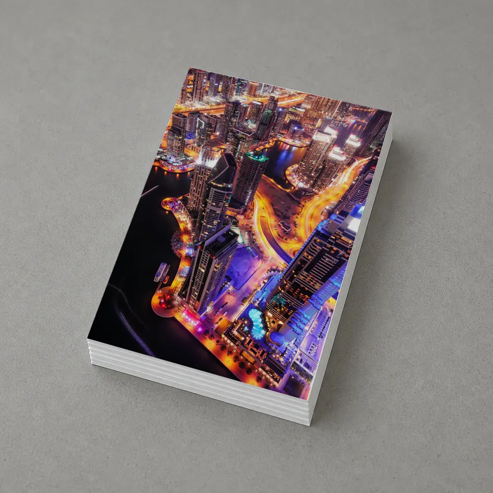 Dubai Marina Skyline Aerial Night View – Postcards