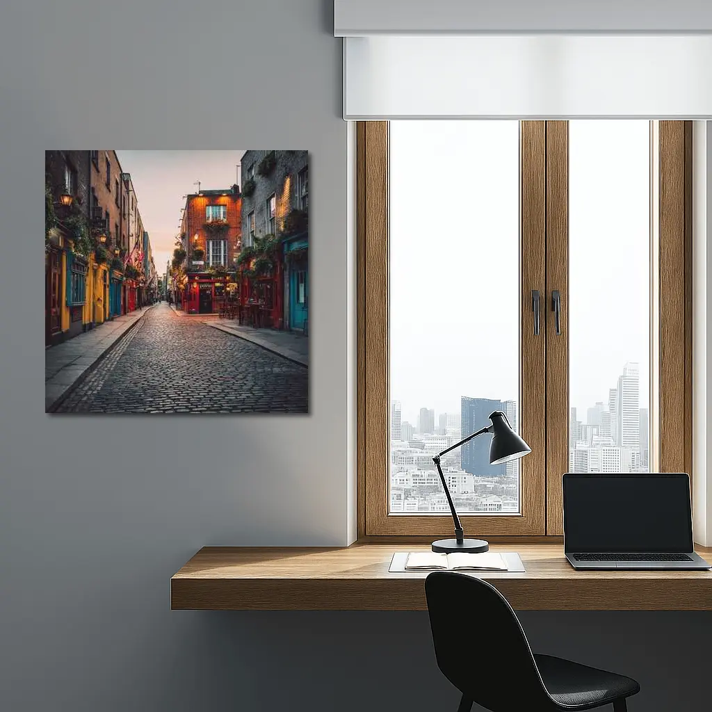 Dublin Temple Bar Cobblestone Street Dusk – Wall Art