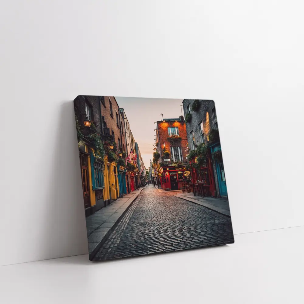 Dublin Temple Bar Cobblestone Street Dusk – Wall Art