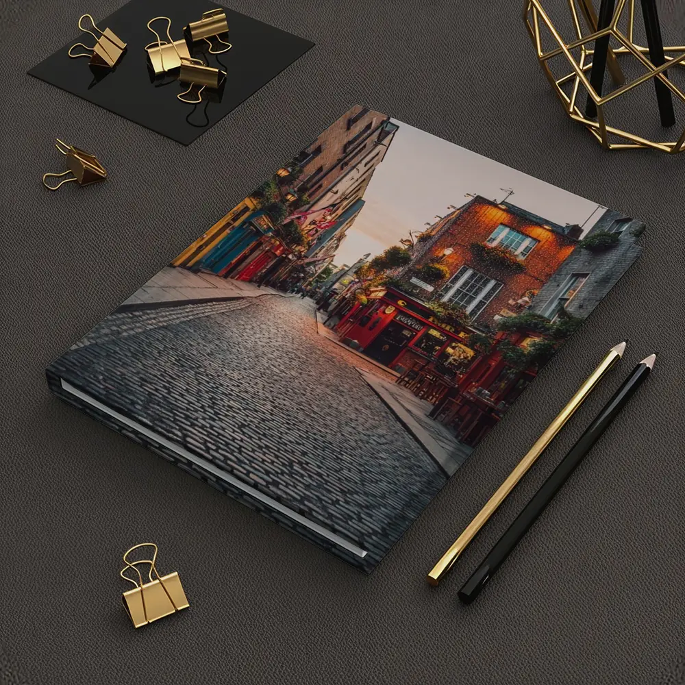 Dublin Temple Bar Cobblestone Street Dusk – Notebooks