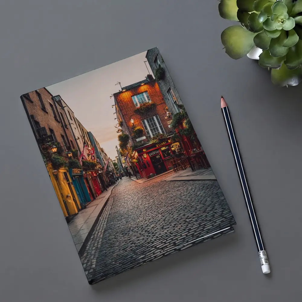 Dublin Temple Bar Cobblestone Street Dusk – Notebooks