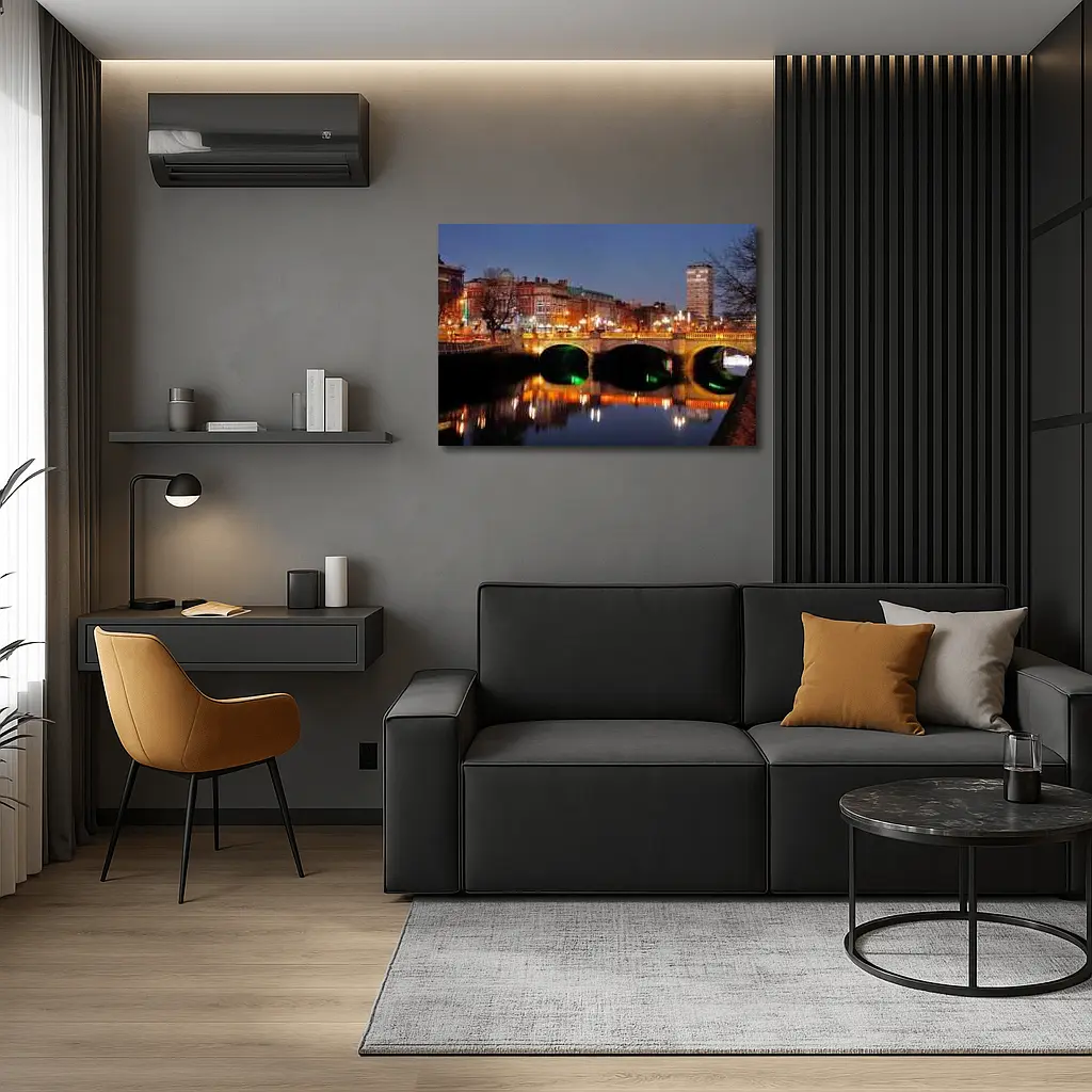O'Connell Bridge Dublin City Night Lights – Wall Art