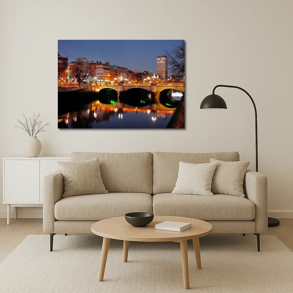 O'Connell Bridge Dublin City Night Lights – Wall Art