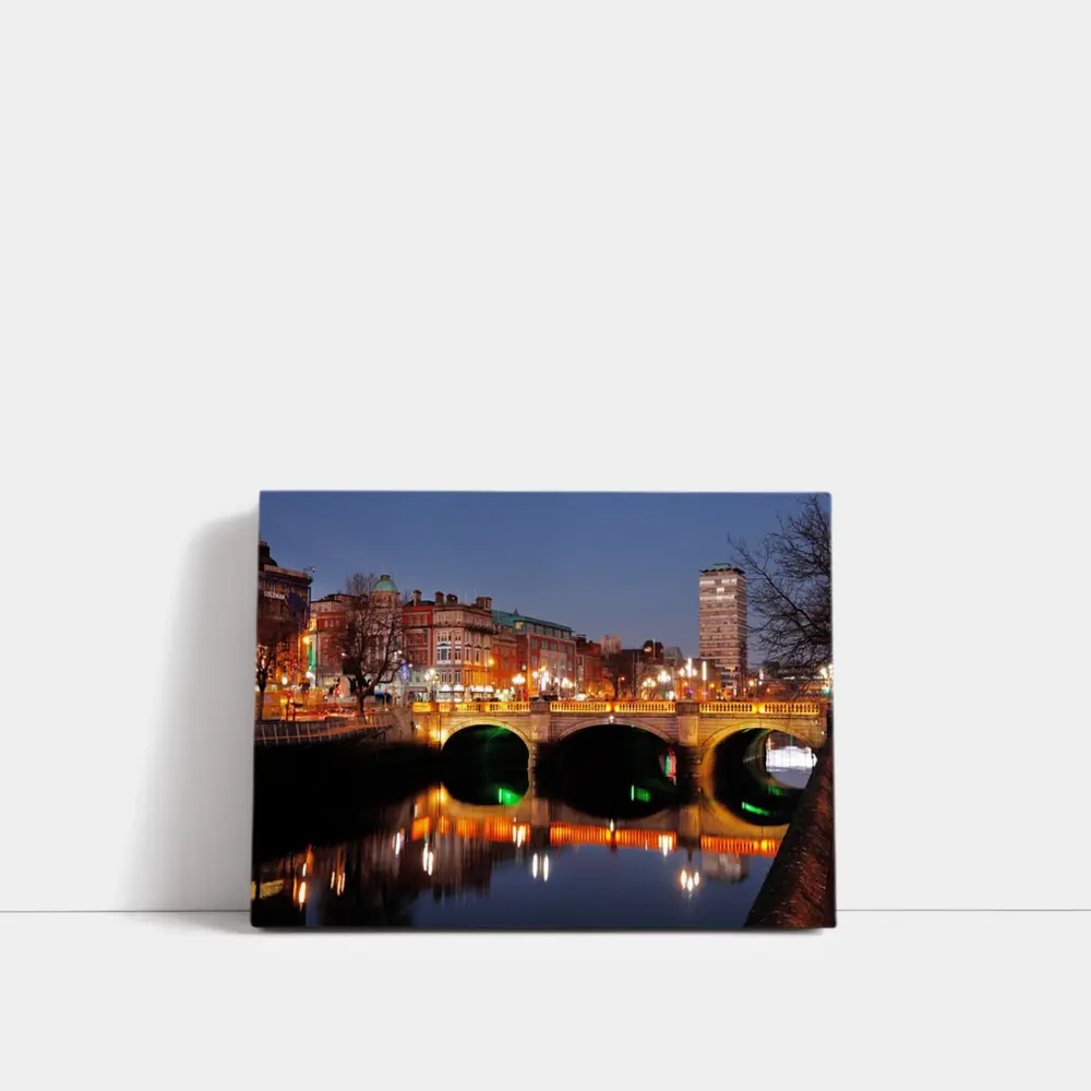 O'Connell Bridge Dublin City Night Lights – Wall Art