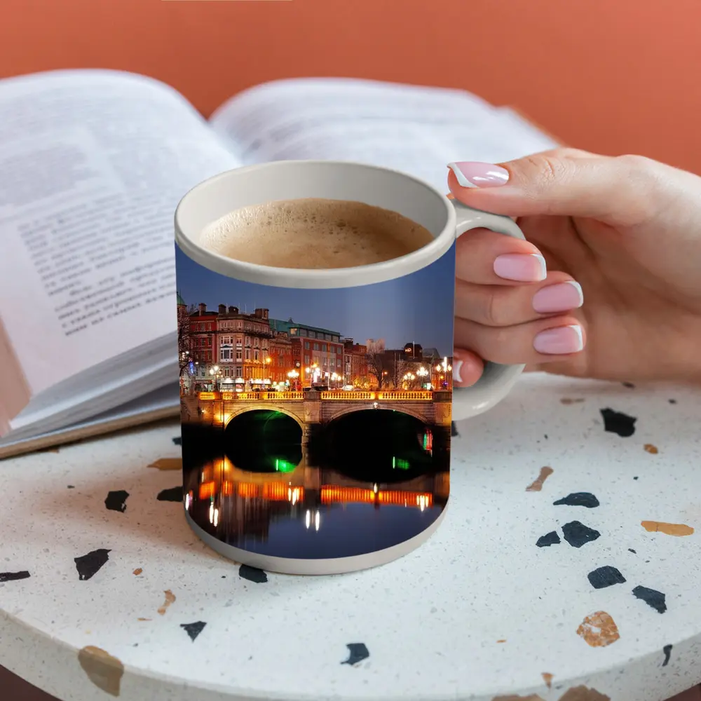 O'Connell Bridge Dublin City Night Lights – Mugs