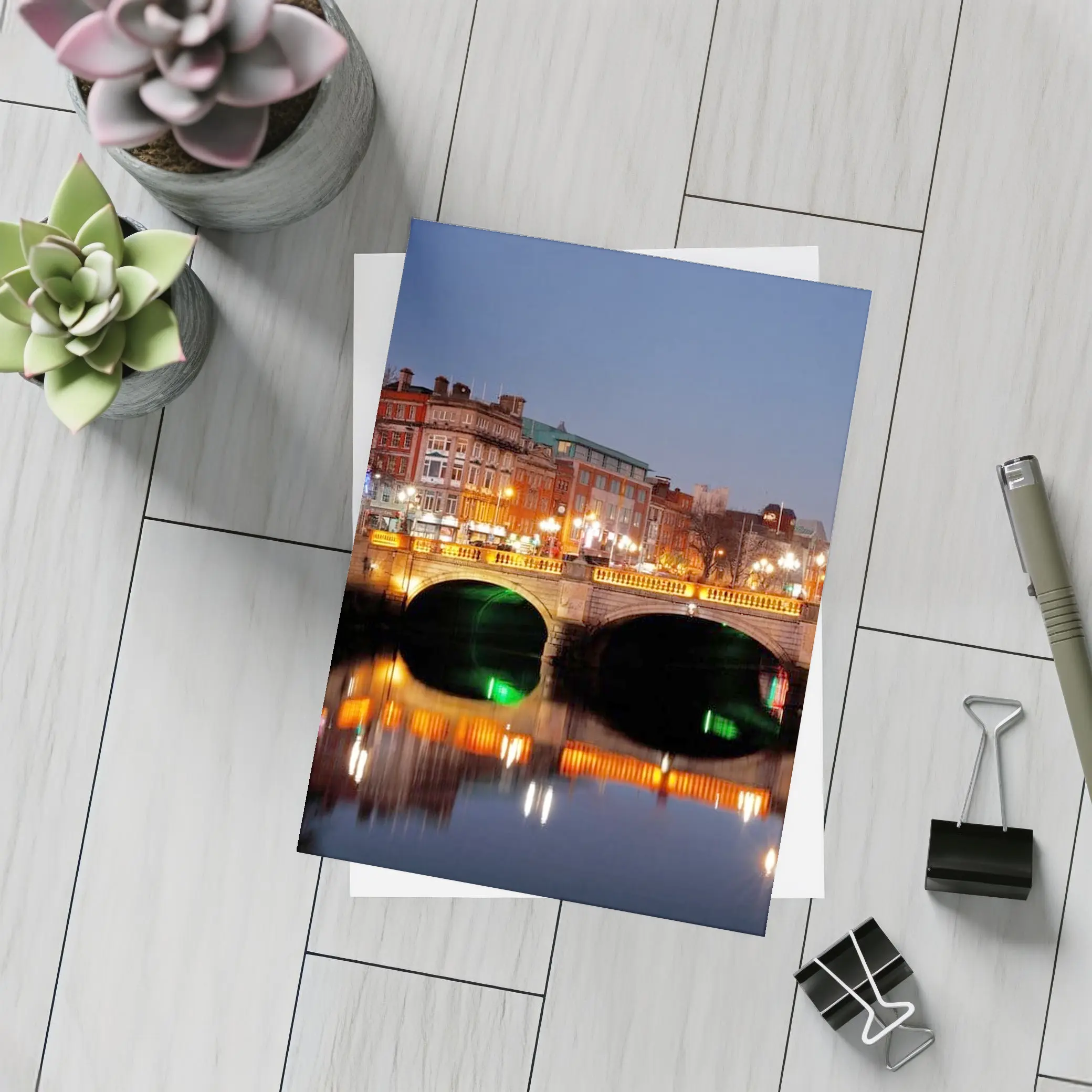 O'Connell Bridge Dublin City Night Lights – Postcards