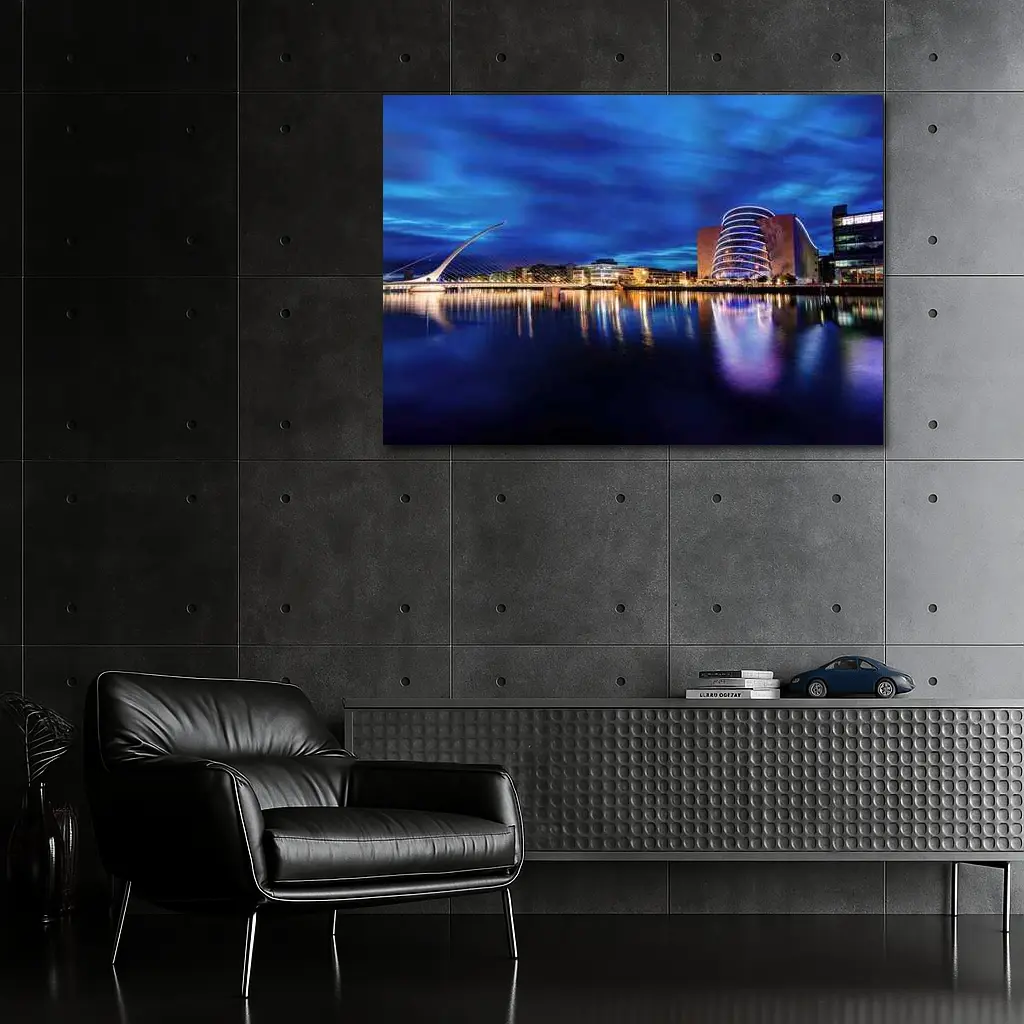 Dublin Docklands Samuel Beckett Bridge Night Reflections – Wall Art