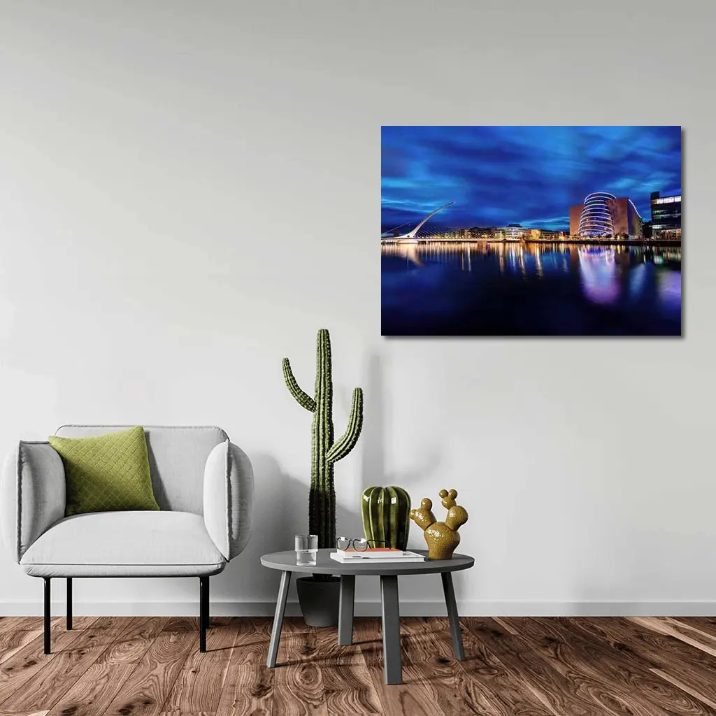 Dublin Docklands Samuel Beckett Bridge Night Reflections – Wall Art
