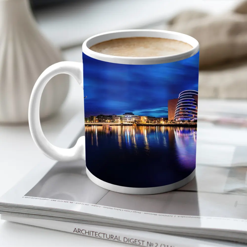 Dublin Docklands Samuel Beckett Bridge Night Reflections – Mugs
