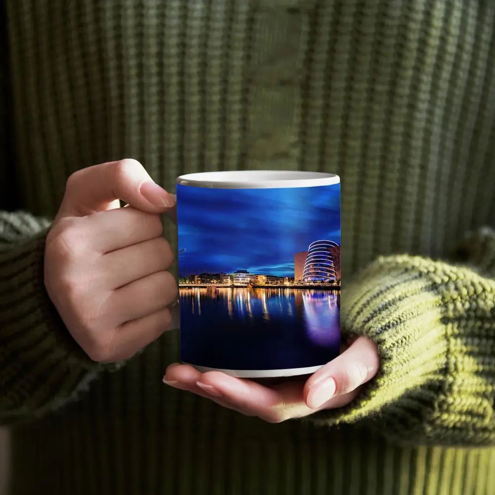 Dublin Docklands Samuel Beckett Bridge Night Reflections – Mugs