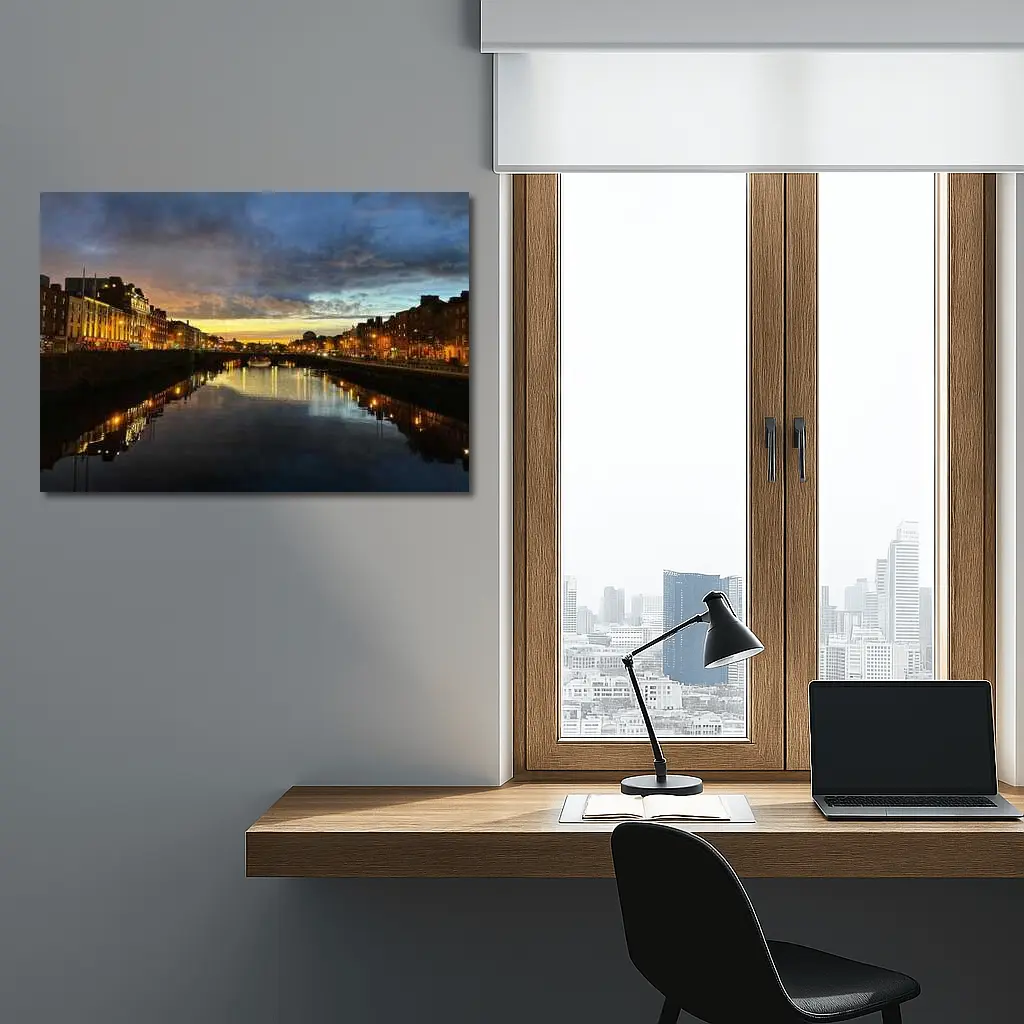 Dublin River Liffey Sunset City Lights – Wall Art