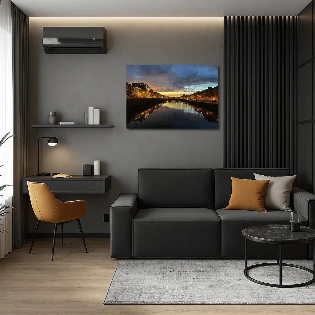 Dublin River Liffey Sunset City Lights – Wall Art