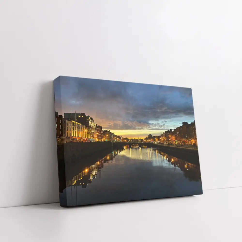 Dublin River Liffey Sunset City Lights – Wall Art