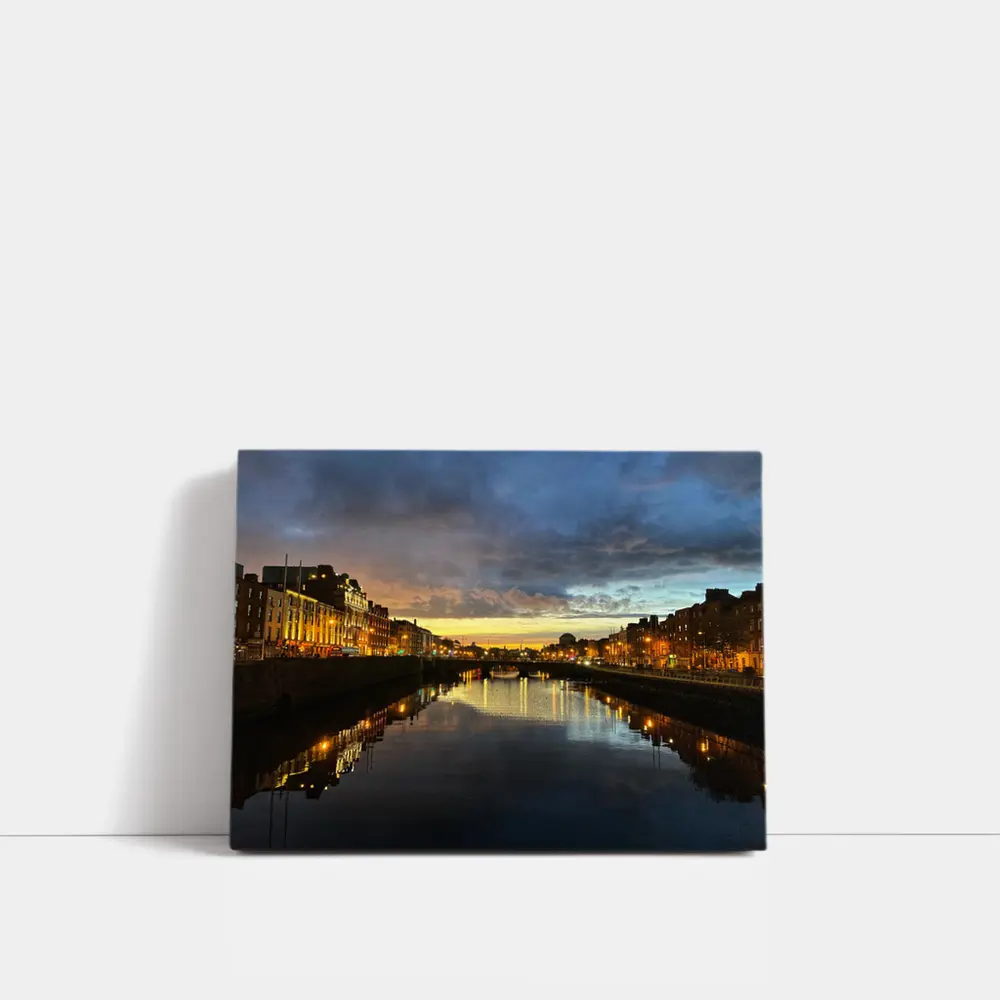 Dublin River Liffey Sunset City Lights – Wall Art