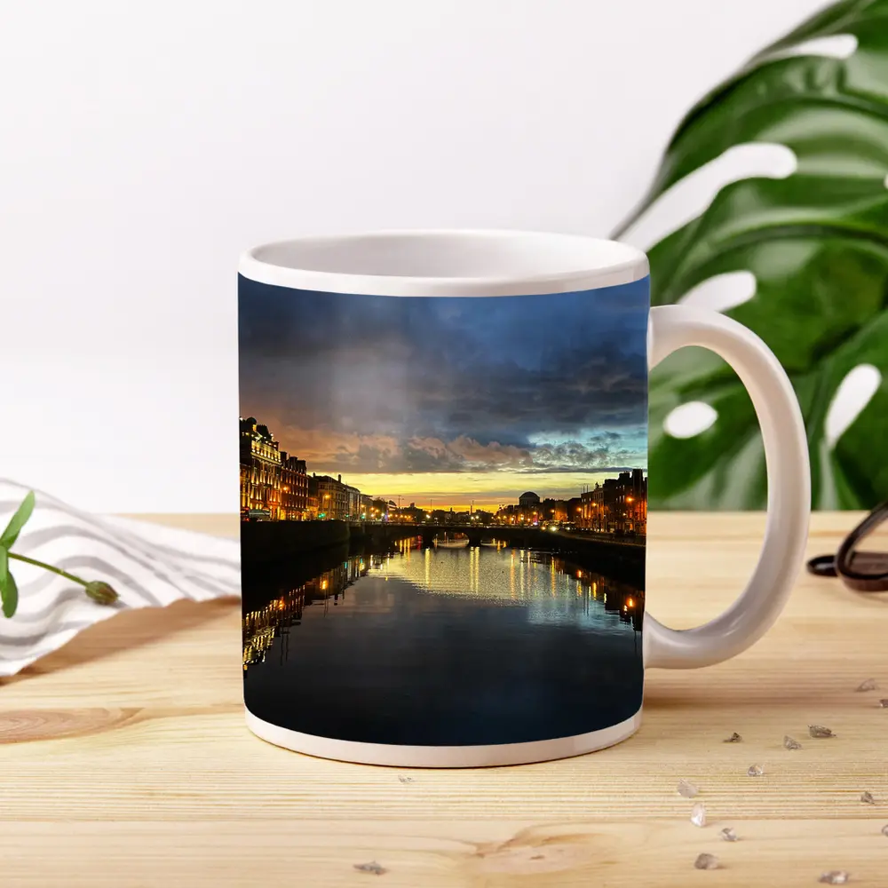 Dublin River Liffey Sunset City Lights – Mugs