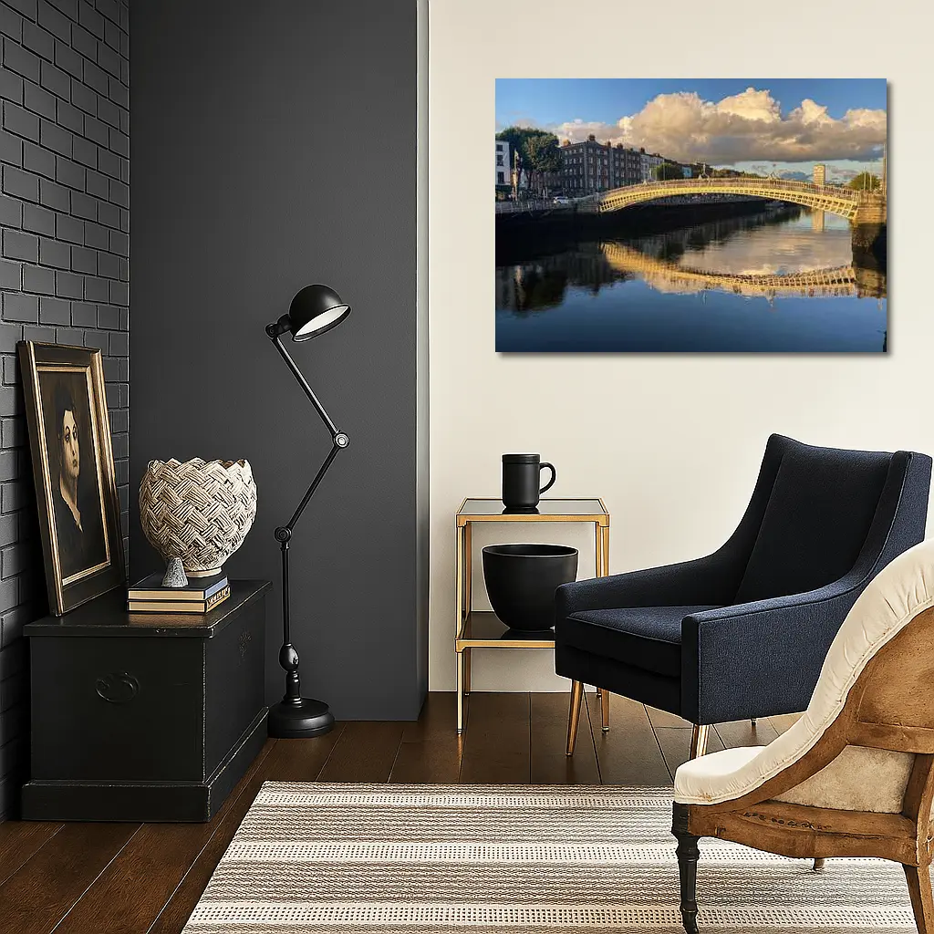 Ha Penny Bridge Dublin River Liffey Reflection – Wall Art