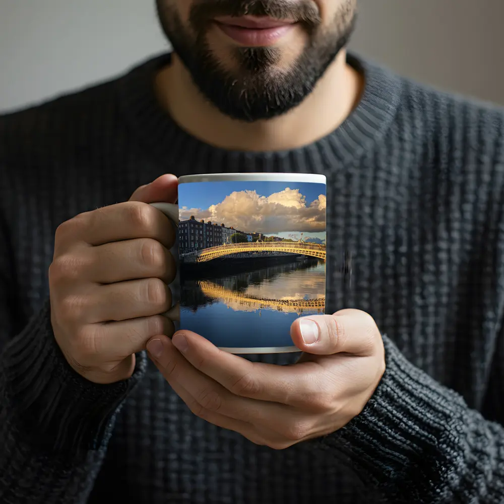 Ha Penny Bridge Dublin River Liffey Reflection – Mugs