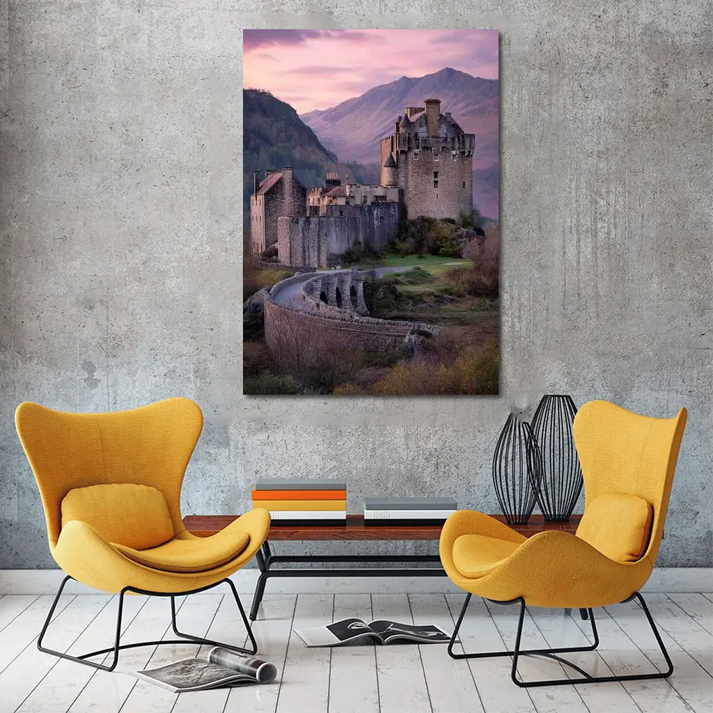 Eilean Donan Castle Scotland Pink Sky – Wall Art