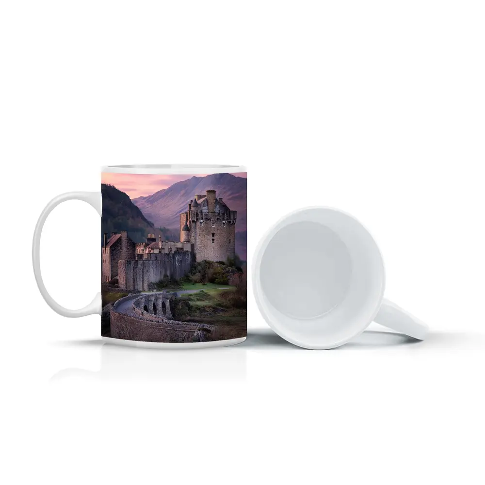 Eilean Donan Castle Scotland Pink Sky – Mugs