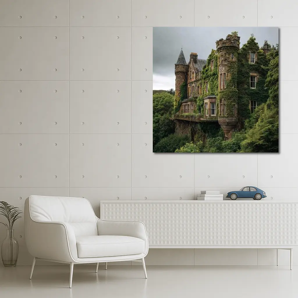 Overgrown Stone Castle Surrounded By Forest – Wall Art