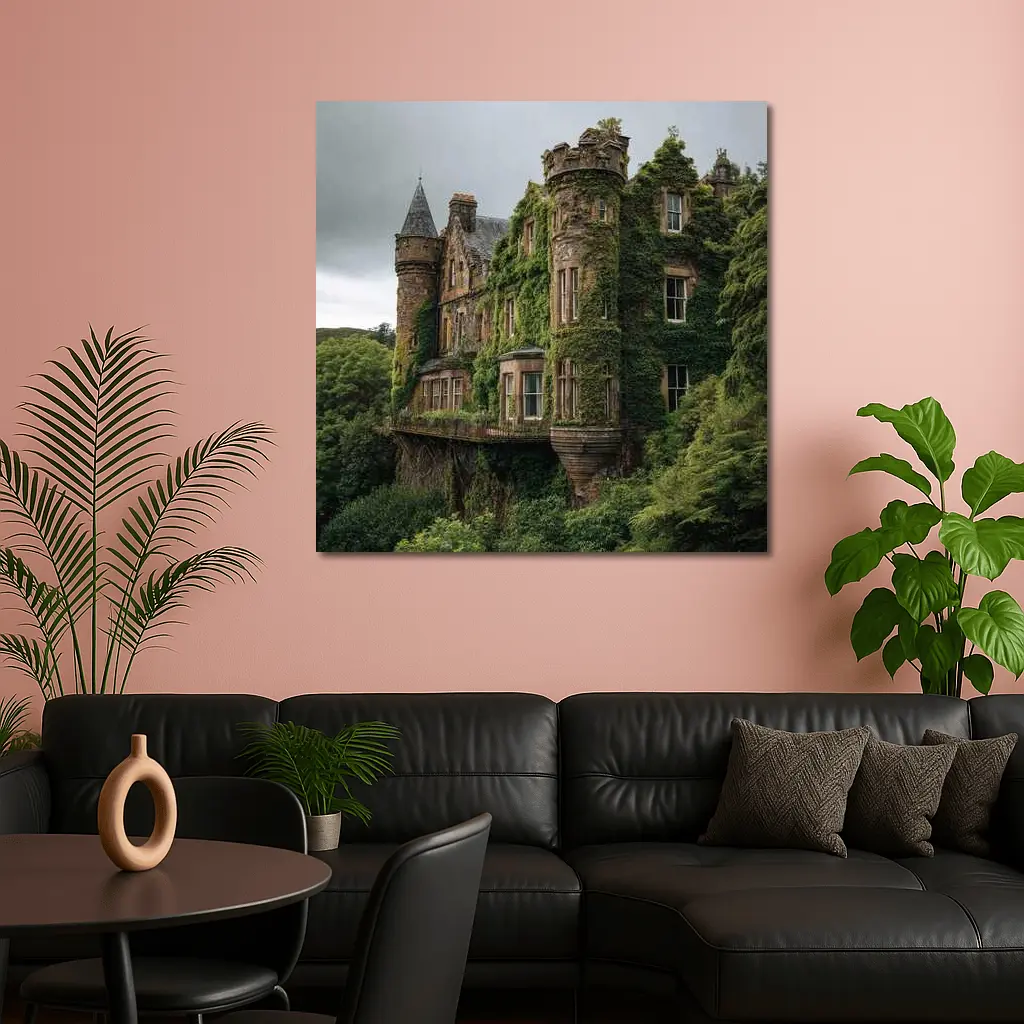 Overgrown Stone Castle Surrounded By Forest – Wall Art