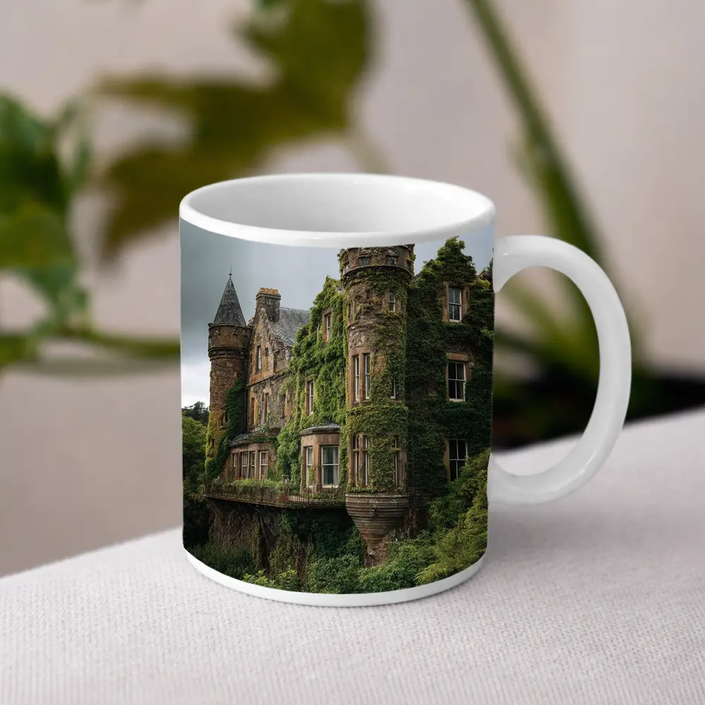 Overgrown Stone Castle Surrounded By Forest – Mugs