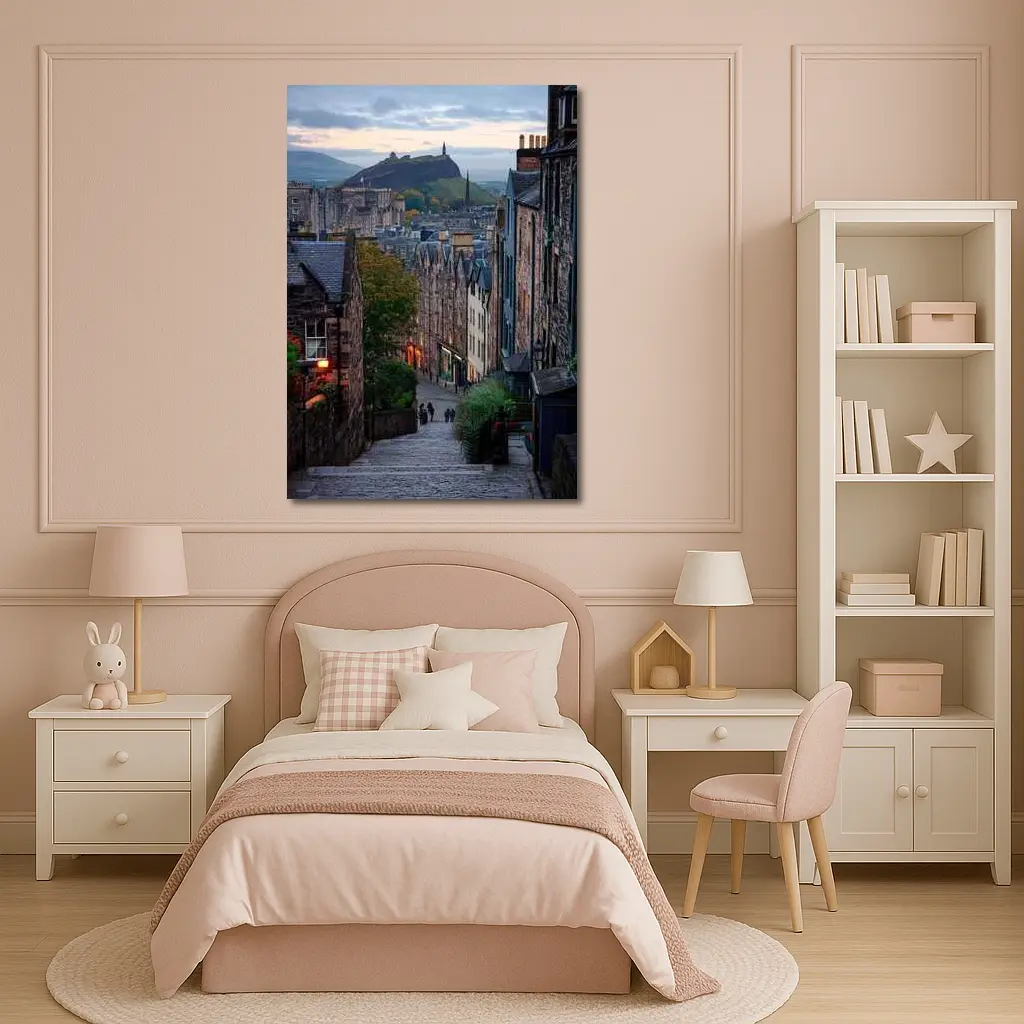 Edinburgh Old Town Cobblestone Street Scotland – Wall Art