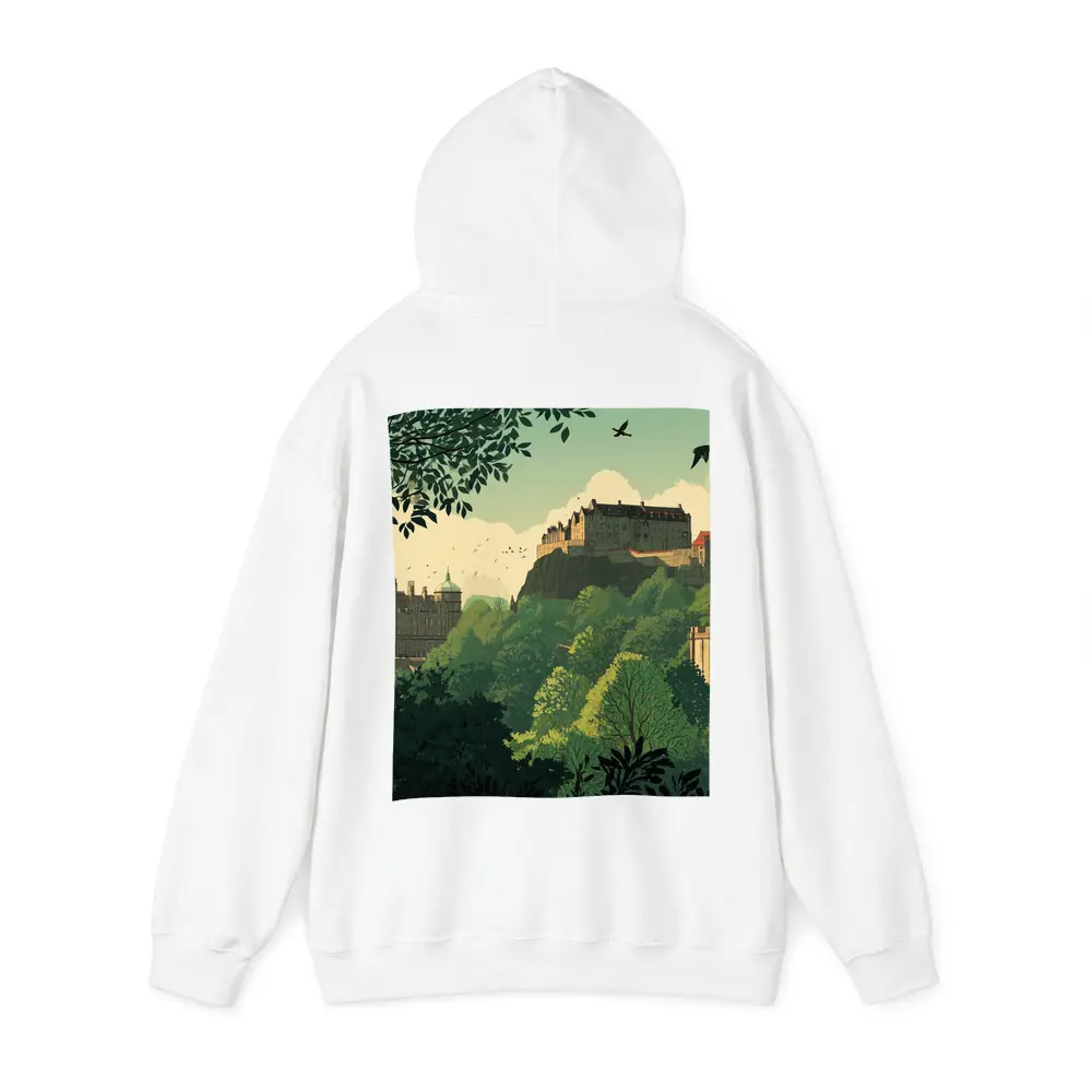 Edinburgh Castle Skyline Green Illustration Art – Hoodies