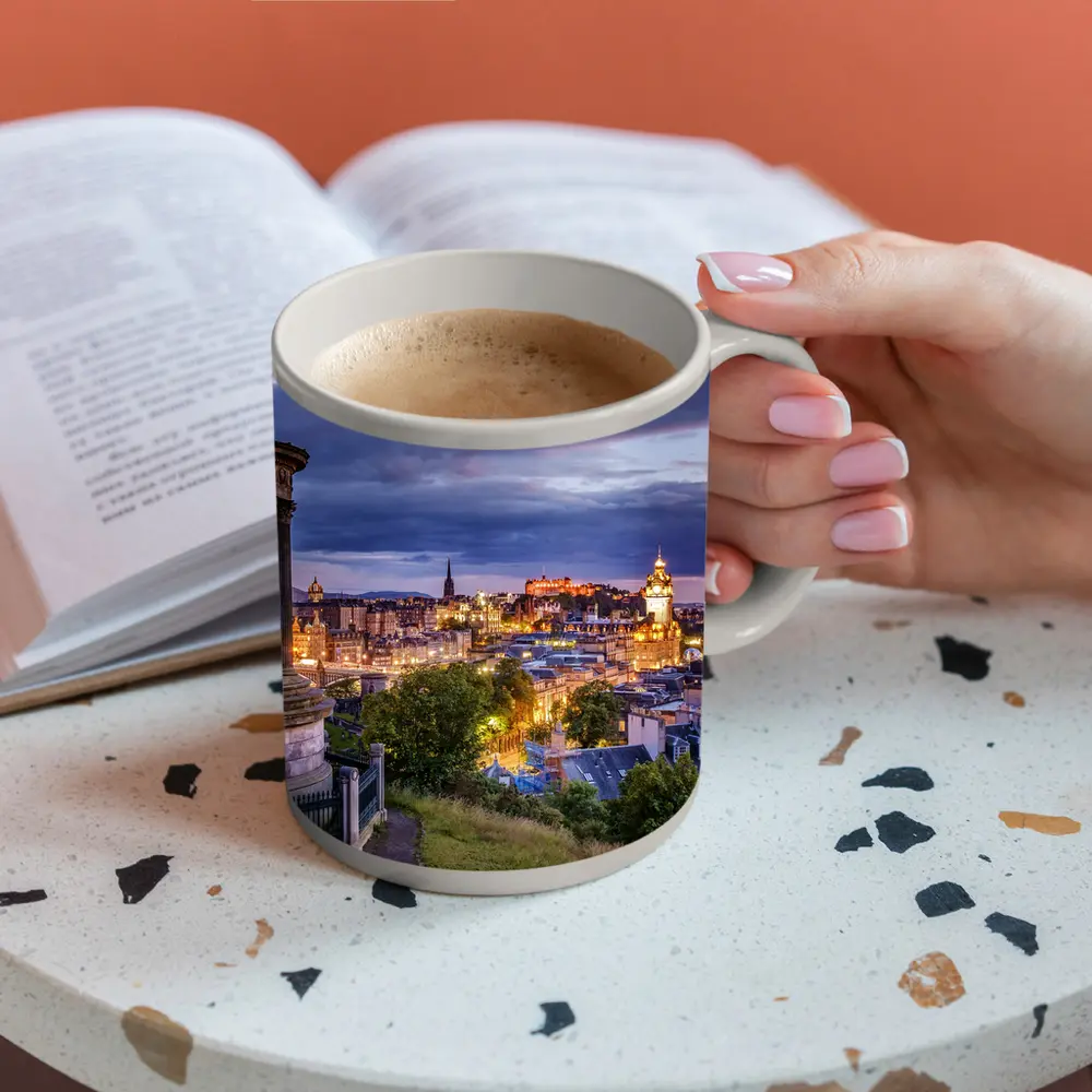 Edinburgh Skyline Dusk Calton Hill Scotland – Mugs