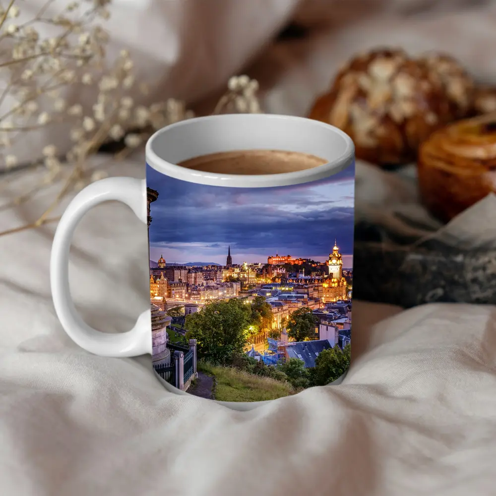 Edinburgh Skyline Dusk Calton Hill Scotland – Mugs