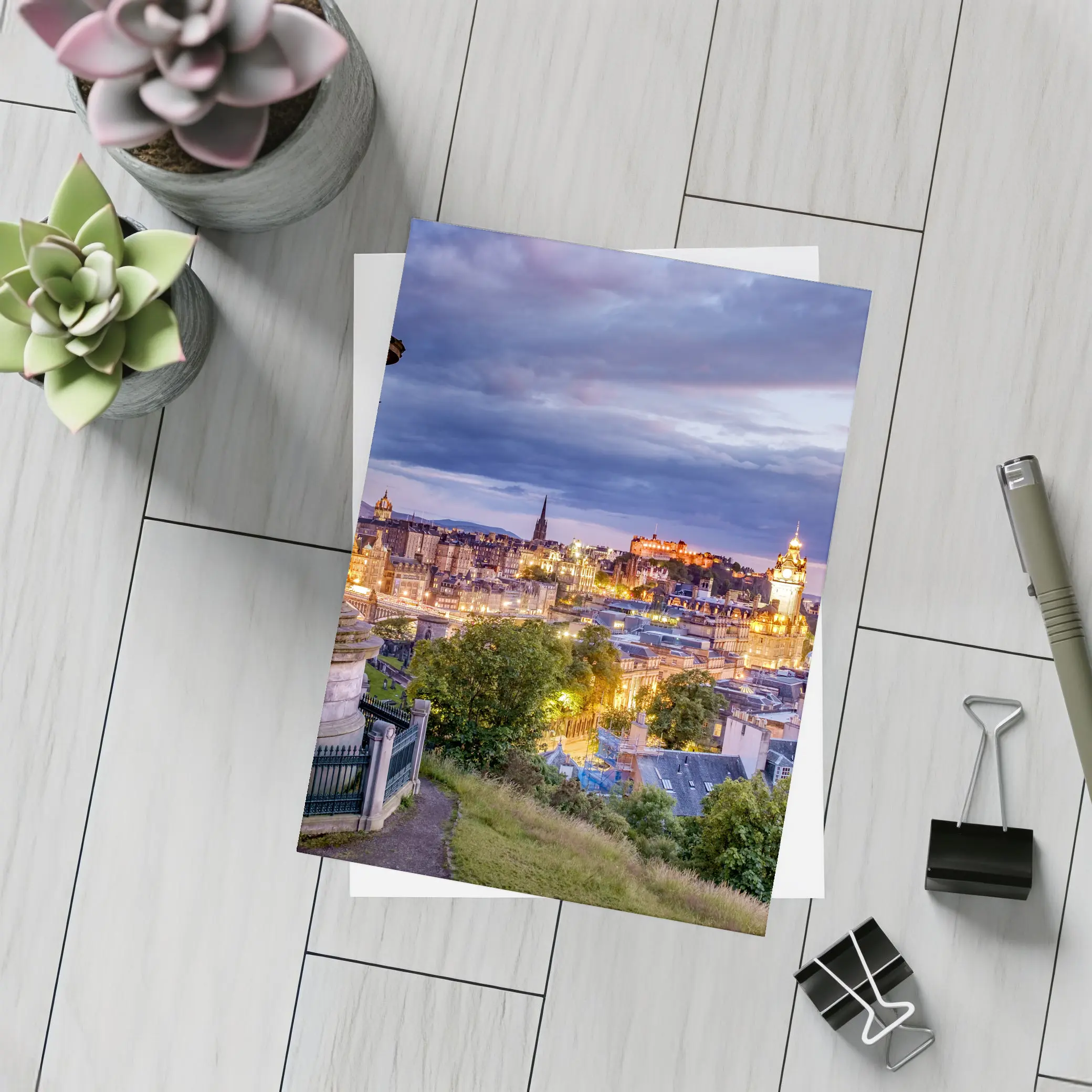 Edinburgh Skyline Dusk Calton Hill Scotland – Postcards