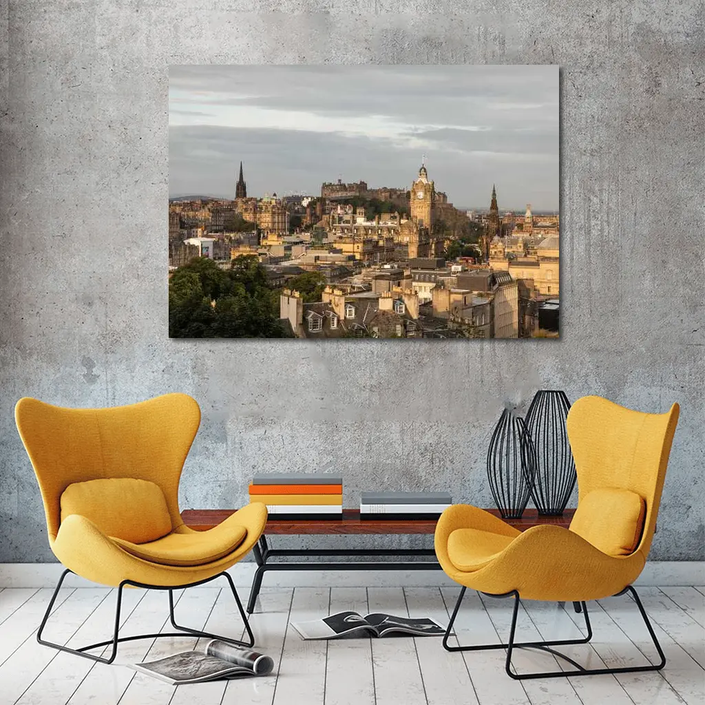 Edinburgh Castle Skyline Scotland Cityscape View – Wall Art