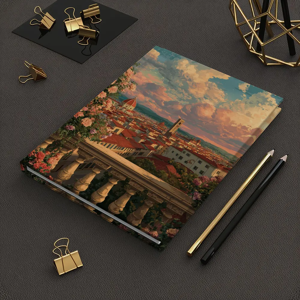Florence Italy Anime Rooftop View Roses – Notebooks