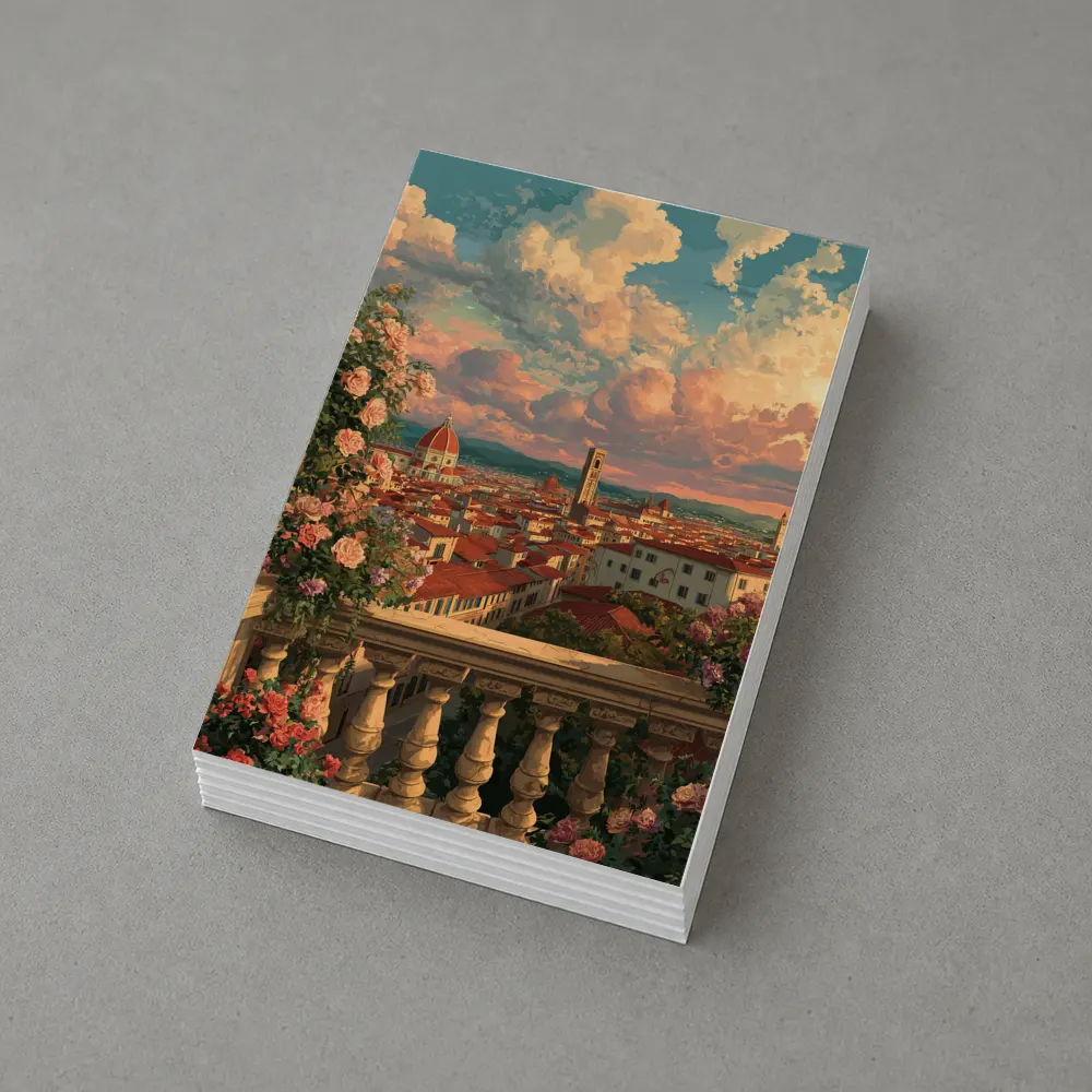Florence Italy Anime Rooftop View Roses – Postcards