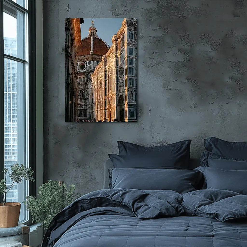 Florence Cathedral Dome Golden Hour Street – Wall Art