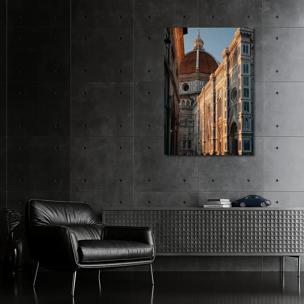 Florence Cathedral Dome Golden Hour Street – Wall Art